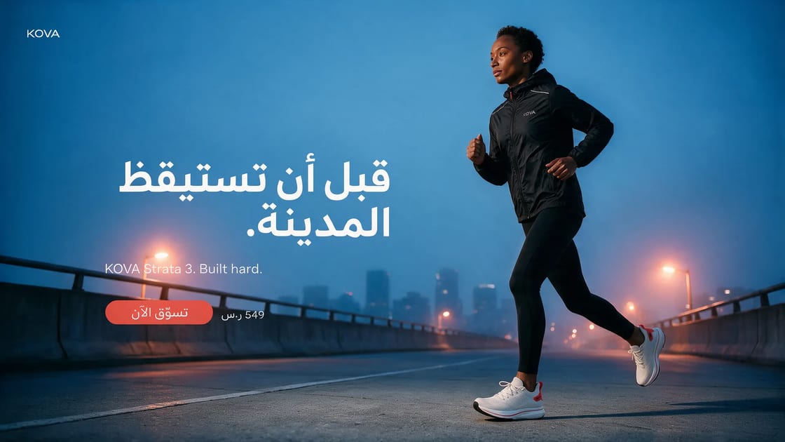 The same ad localized into Arabic, right to left, in riyals