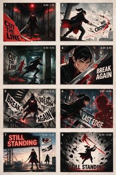 Storyboard Creation — 8-Shot Anime Music Video