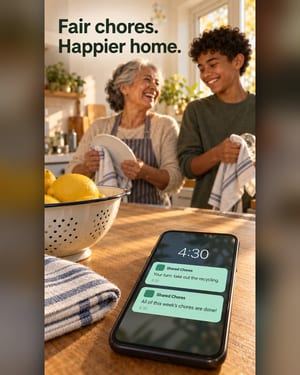 Notification ad: shared chores reminders on a phone lock screen