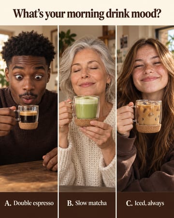 Quiz ad: what is your morning drink mood, A, B or C