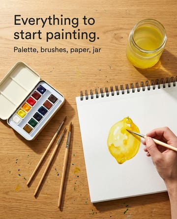 Bundle ad: a watercolour kit with palette, brushes and paper