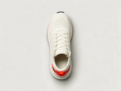 Running shoe from above showing the lacing