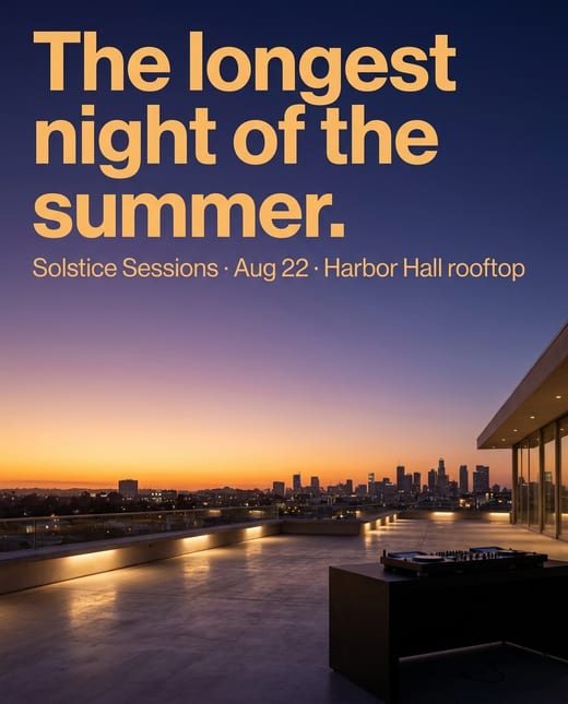 Typography ad for a summer rooftop music night