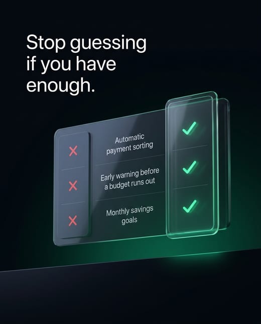 Comparison chart ad: a budgeting app with ticks and crosses