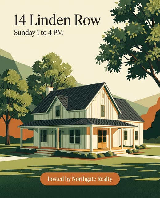 Open house poster for a modern farmhouse