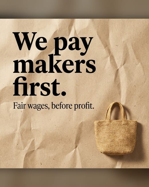 Values manifesto ad printed on recycled kraft paper