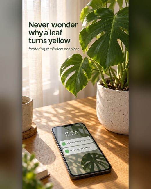 Notification ad: plant watering reminders on a phone lock screen