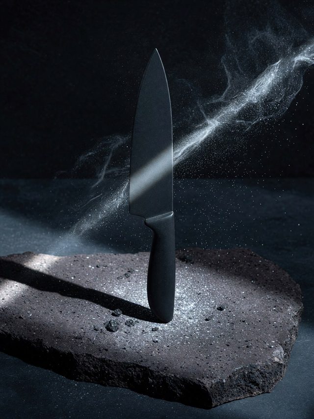 Blade on raw basalt