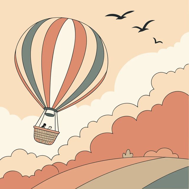 Balloon over golden cloud