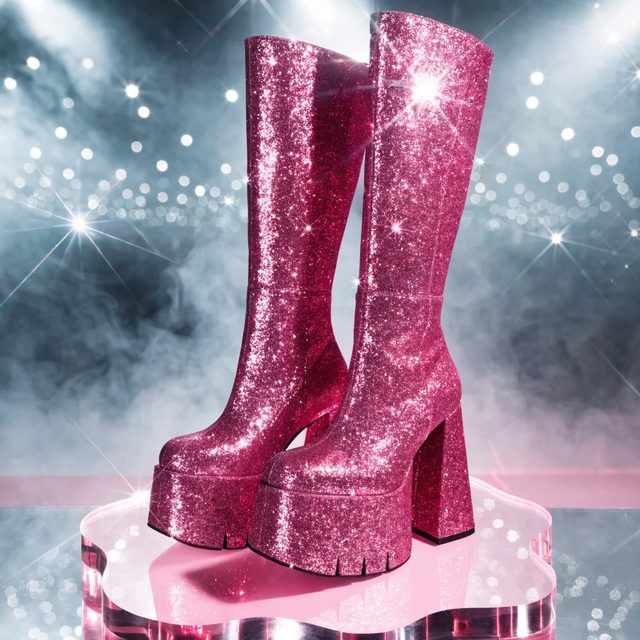 Glitter platform boots