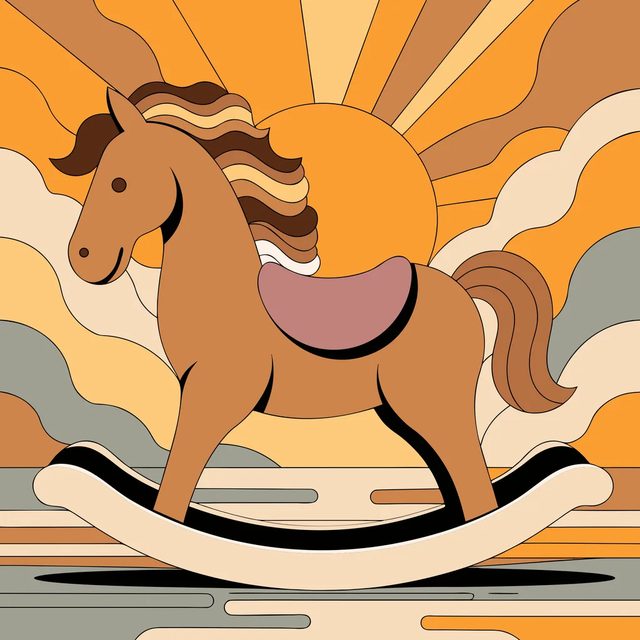 Rocking horse, retro sun