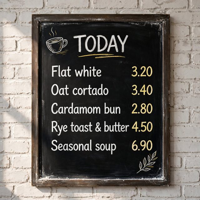 Café menu