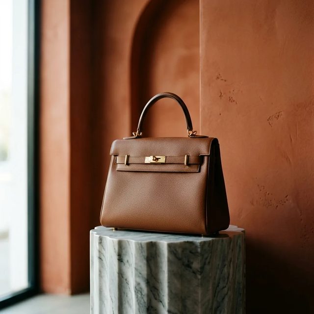 Handbag on the plinth