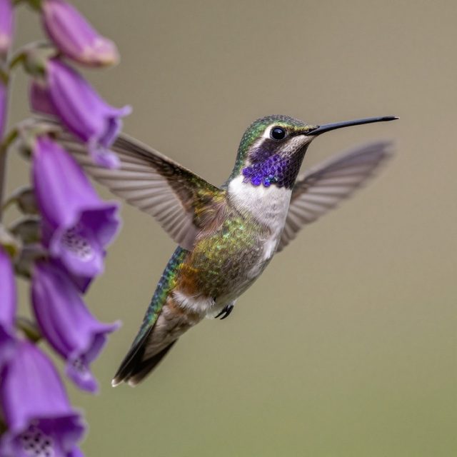 Hummingbird and foxglove