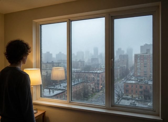 Window, city morning
