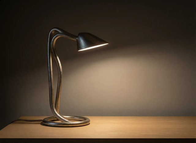 Desk lamp, warm wall