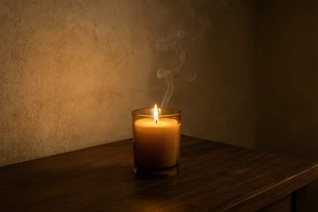 Candle on a warm floor
