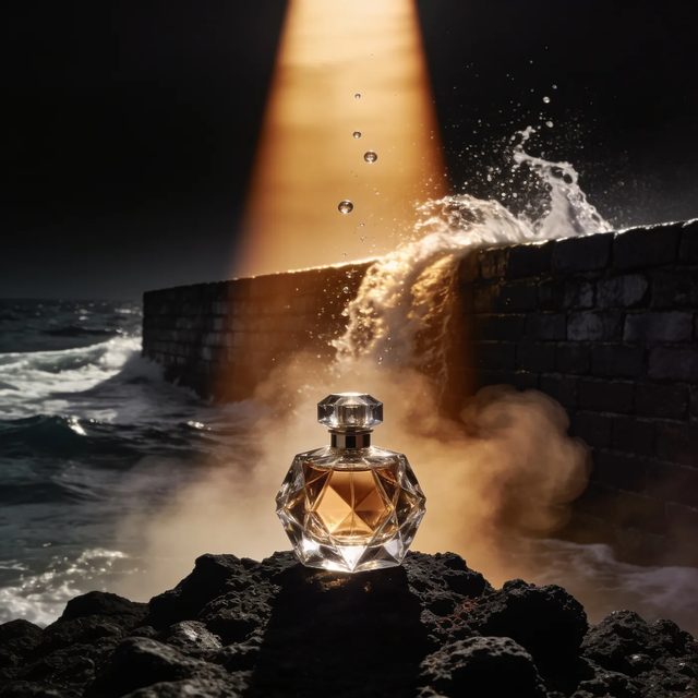 Flacon against the sea