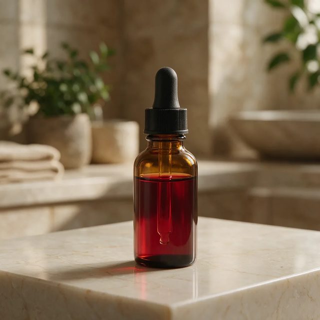 Serum on cream marble