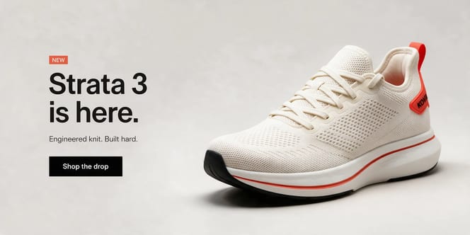 Email header with the shoe and a Shop the drop button