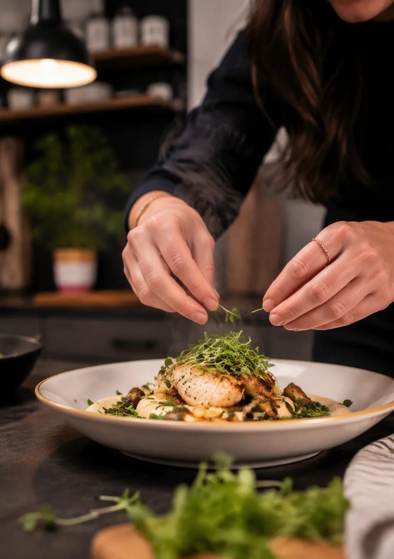 Native 9 vertical AI food video frame with rising steam