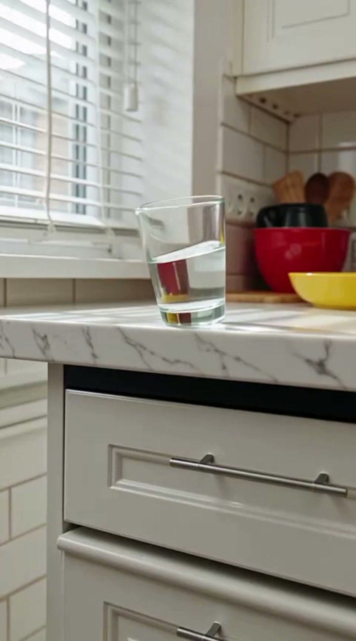 The glass goes over the edge