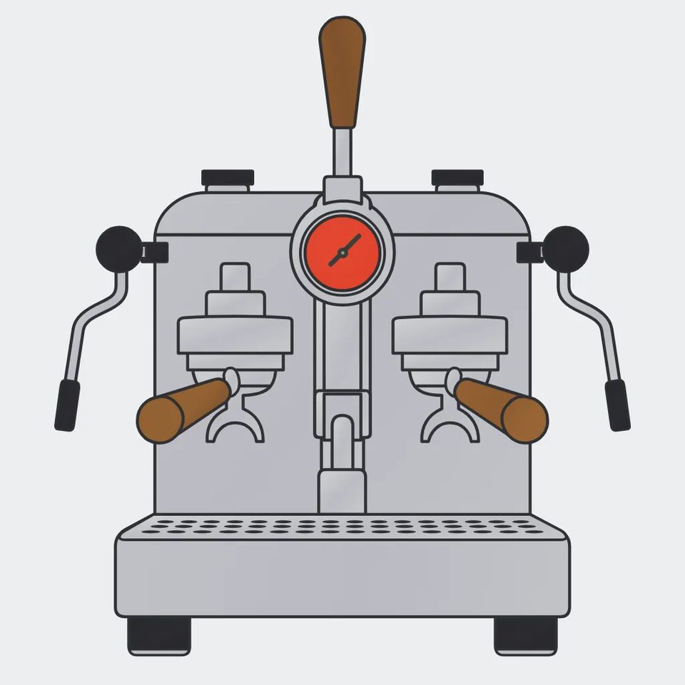 Espresso machine, front view