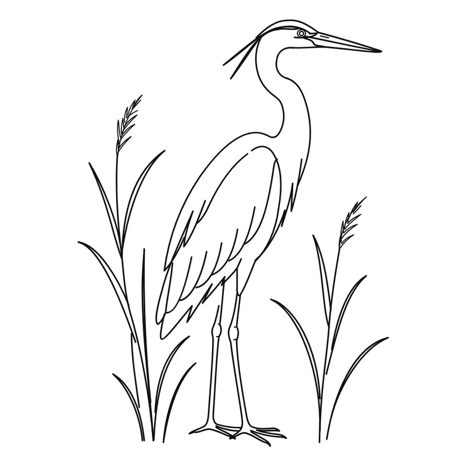 Heron in the reeds