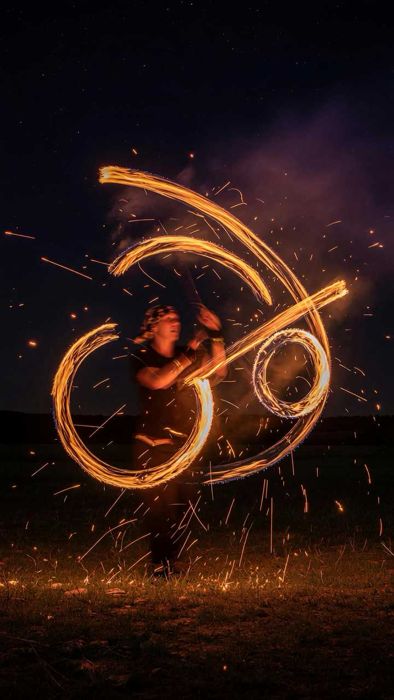 Fire trails in the dark