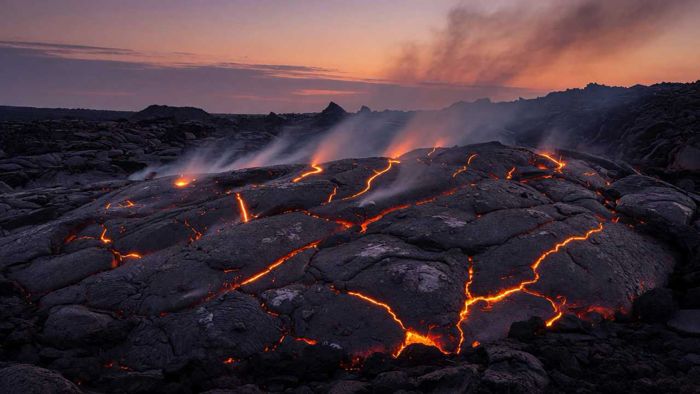 Lava field at dusk
