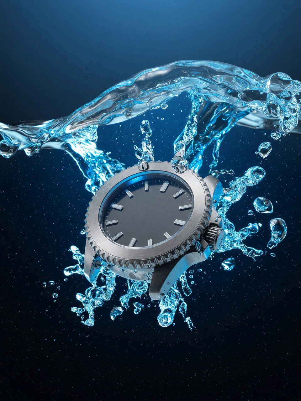 Watch in a water crown