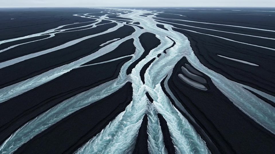 Braided glacial river
