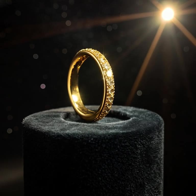 Gold ring on velvet
