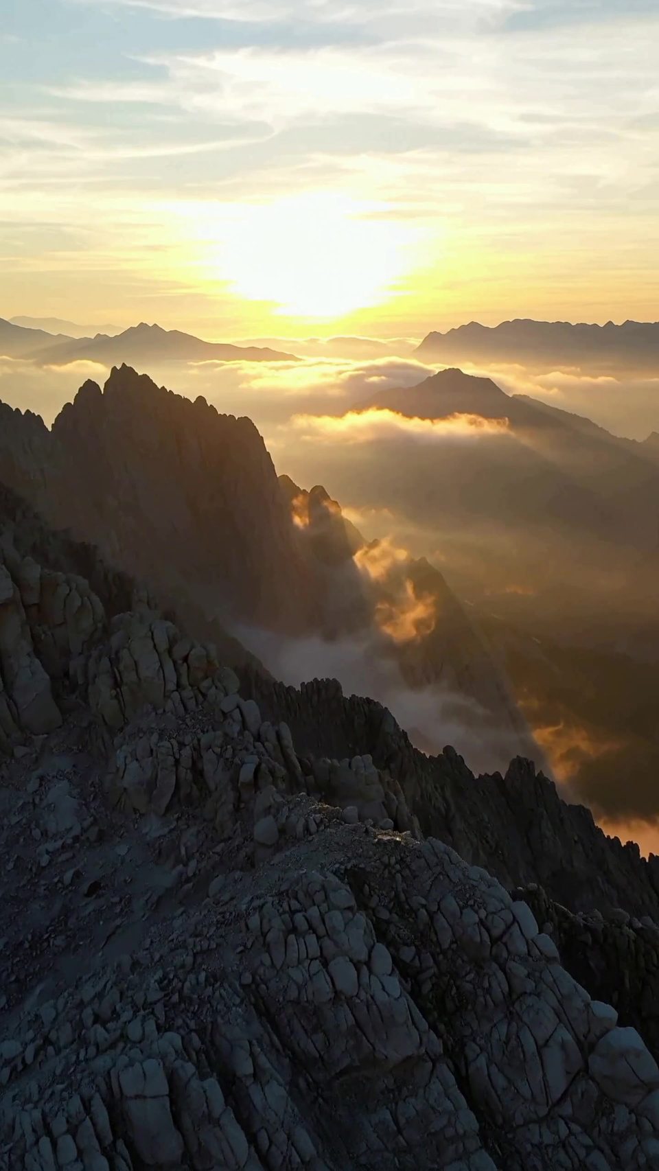 Sunrise over granite