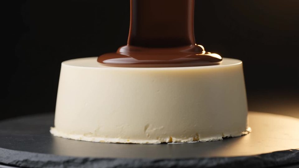 Chocolate glaze on the cake