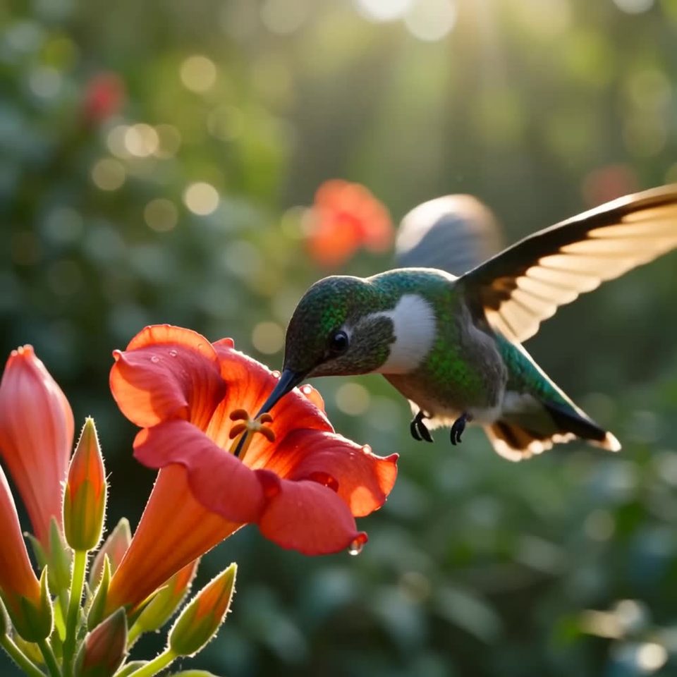 Hummingbird at the flower