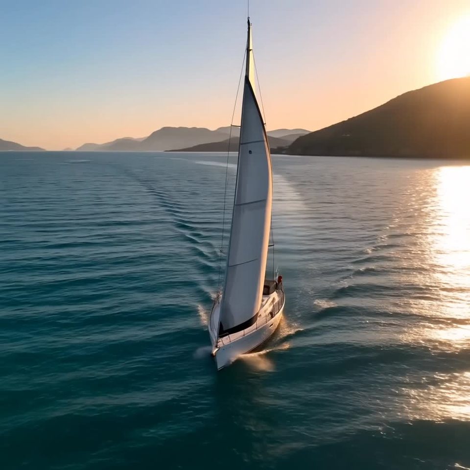 Sailboat into sunrise