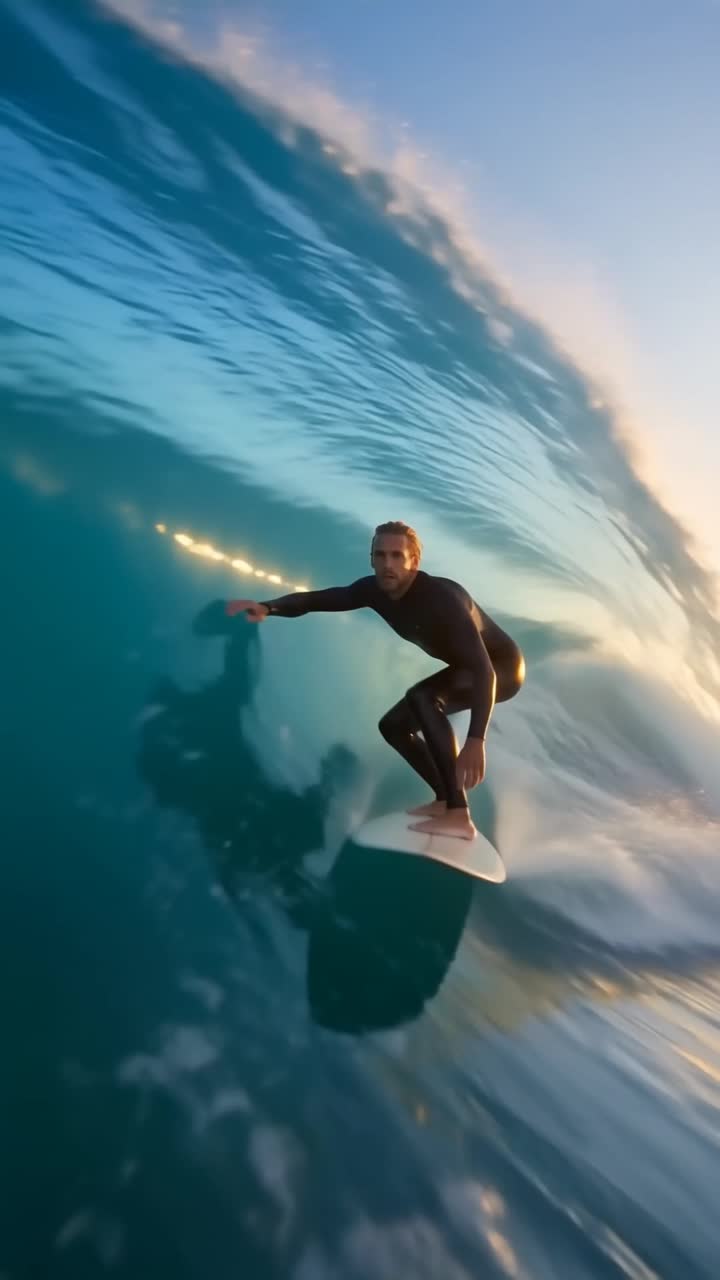 Surfer inside the barrel