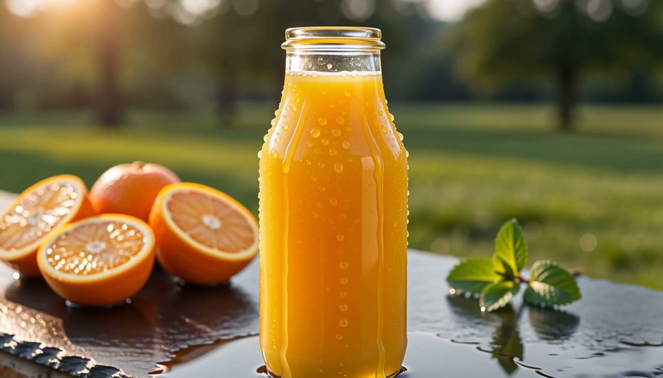 Orange juice on wet slate