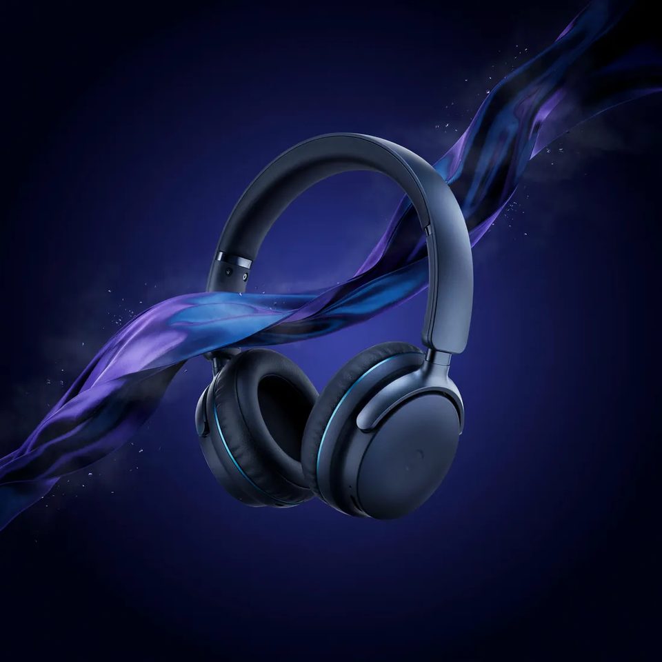 Headphones in violet silk
