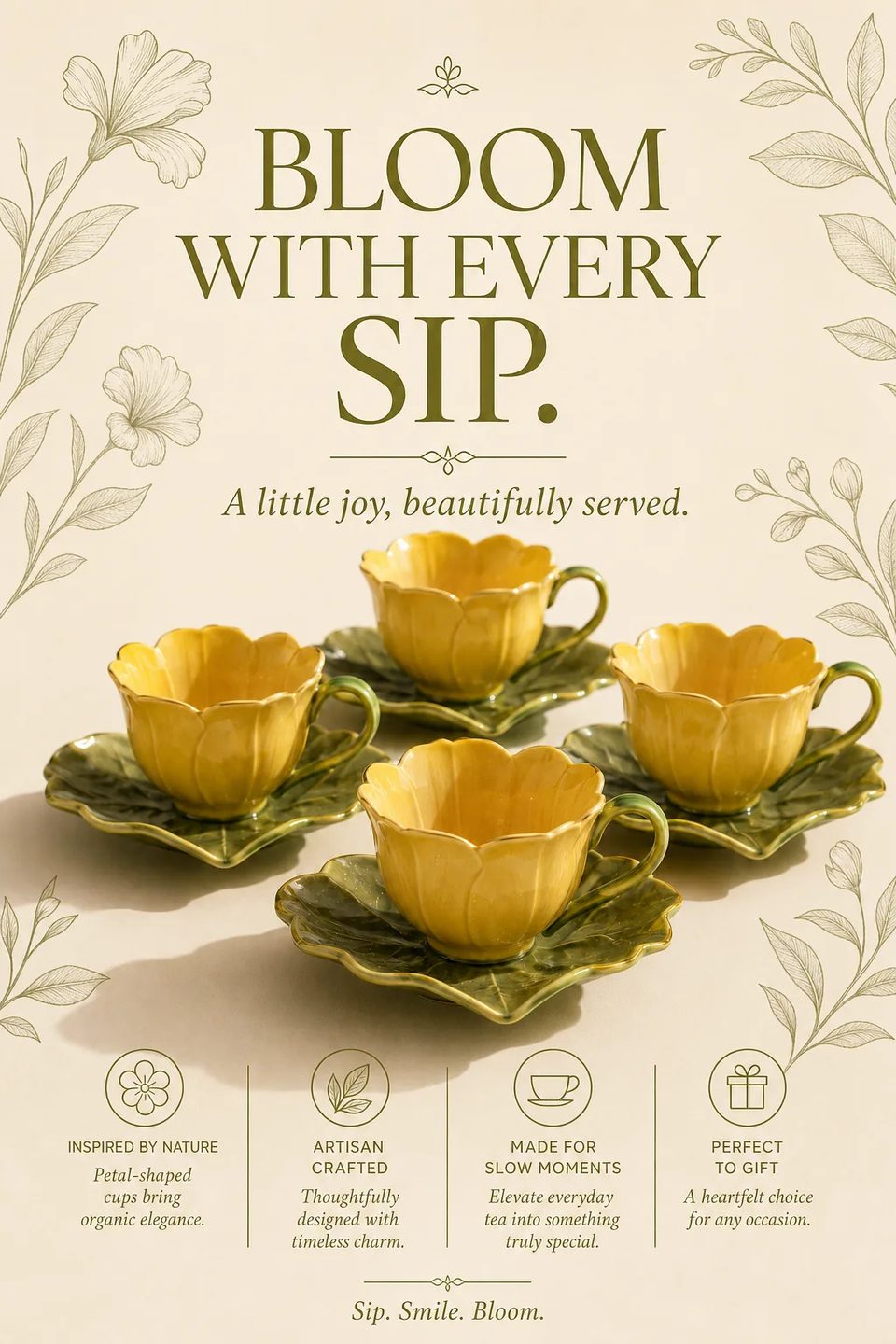 Teacup poster, in bloom