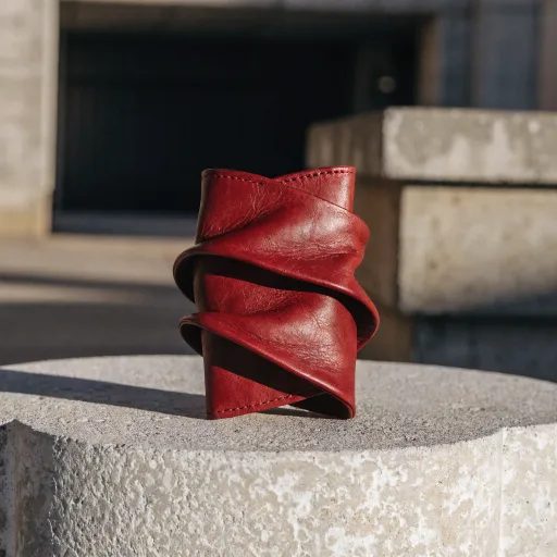 Oxblood leather on concrete