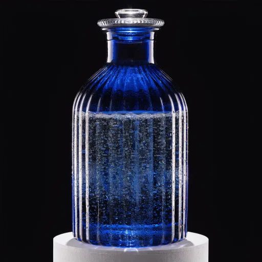 Cobalt carafe on a plinth