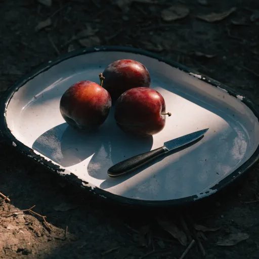 Plums on chipped enamel