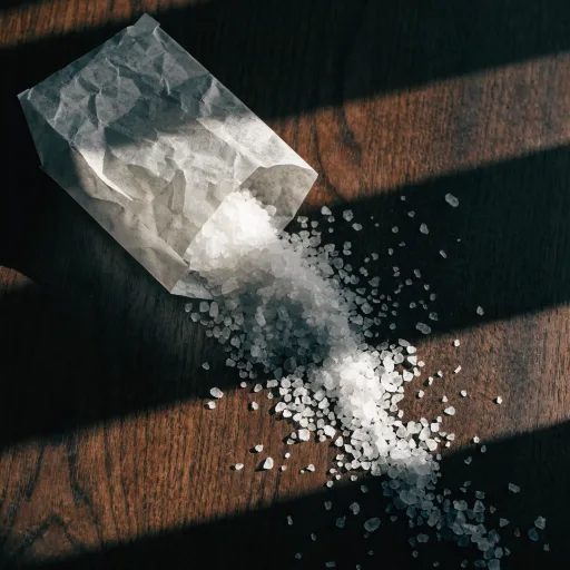 Sea salt across walnut