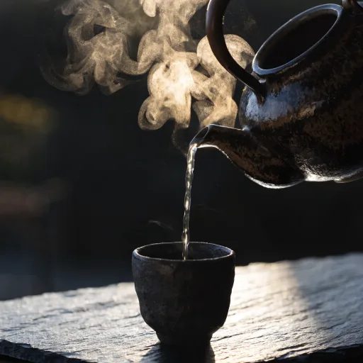 Teapot, steam in contre-jour