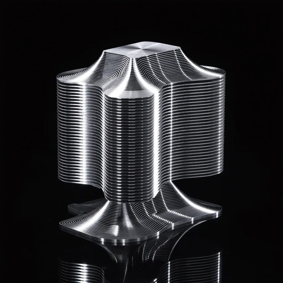 Machined aluminium, fin by fin