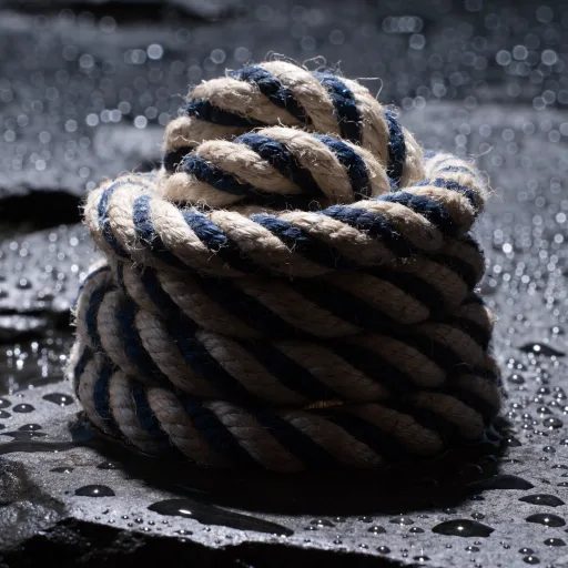 Ship rope on wet stone