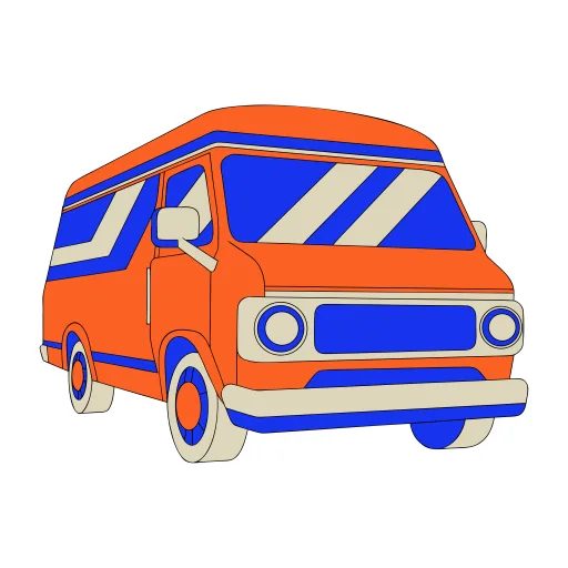 Flat retro camper van