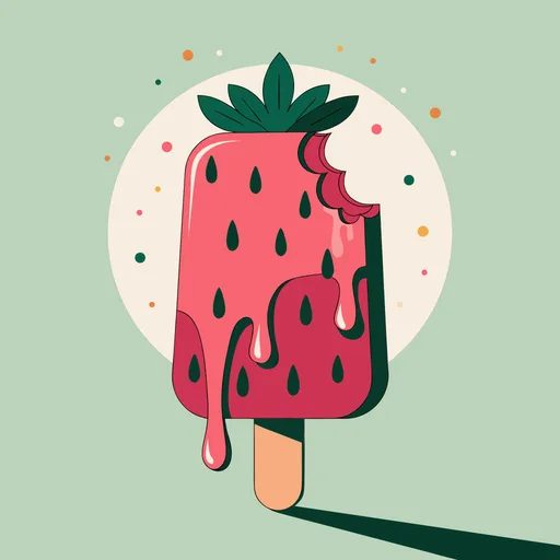 Melting strawberry popsicle
